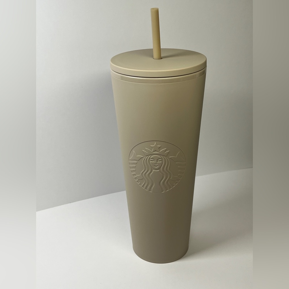 Starbucks Matte Tan Tumbler with Straw